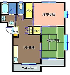 五月第二ハイツ 2DKの間取図画像