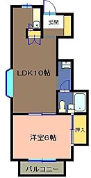西沖ハイツ 1LDKの間取図画像