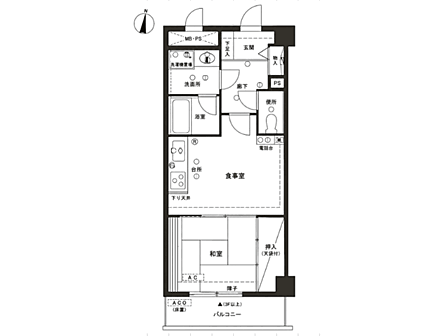 南向き1DK