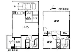 JR東海道本線 真鶴駅 徒歩17分の賃貸一戸建て 2LDKの間取り