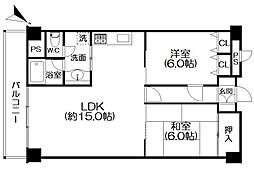 フジタ第二熱海マンション 2LDKの間取図画像