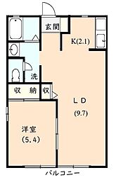 エバーグリーン 1LDKの間取図画像