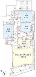 シー・ウェーブ七間町 3LDKの間取図画像