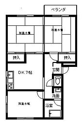 田中家マンション 3DKの間取図画像