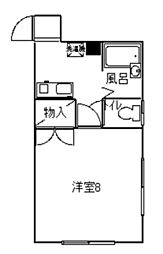 グリーンシティ増井 1Kの間取図画像