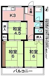 日の出ハイツ 3Kの間取図画像