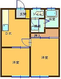 ウイングAsanaA 2DKの間取図画像