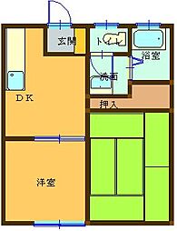 ウイングAsanaC 2DKの間取図画像