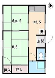 愛喜荘 2Kの間取図画像