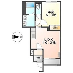 サンタプレイス 1LDKの間取図画像