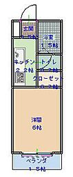 コーポ丁田 1Kの間取図画像
