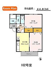 カメリア 2DKの間取図画像