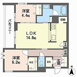 Avance東草深EAST 2LDKの間取図画像