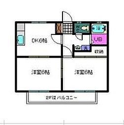 グリンベレー小鹿B 2DKの間取図画像