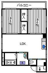 サンライズ昭府 2LDKの間取図画像