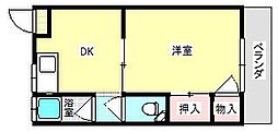 あかつき荘 1DKの間取図画像