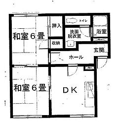 ブライトテラス花 2DKの間取図画像