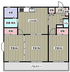 ロイヤルプラザ高田 3LDKの間取図画像