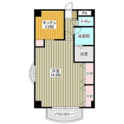 芙蓉ハウス 1Kの間取図画像