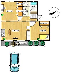 渡辺ハイツ 2LDKの間取図画像