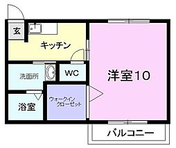 シティーベル 1Kの間取図画像