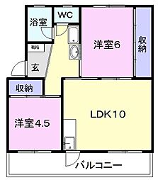 メゾン大石 2LDKの間取図画像