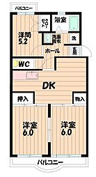 富士清マンション 3DKの間取図画像