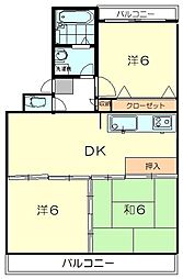 クレールアビタシオン 3DKの間取図画像