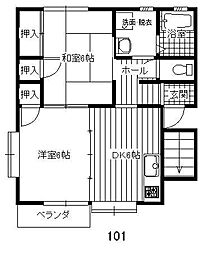 エトワール窪田 2DKの間取図画像