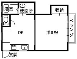 シティーハイツ松下 1DKの間取図画像