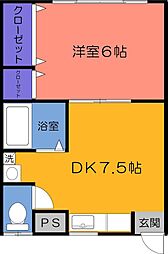 コーポ南原3 1DKの間取図画像