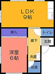 コーポ森のみどり 1LDKの間取図画像
