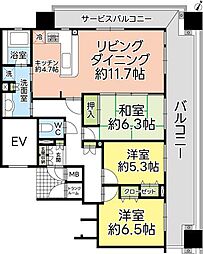 グランサラ焼津EASTTOWER 3LDKの間取図画像