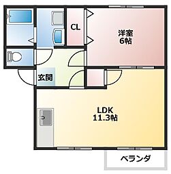 T・Sハウスフレグランス 1LDKの間取図画像