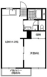 タウニィ丘 1LDKの間取図画像