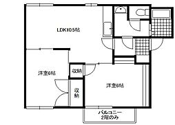 サニーヒル今泉A 2LDKの間取図画像