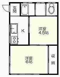 雲野アパート 2Kの間取図画像