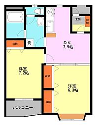 時空庵2 2DKの間取図画像