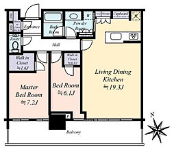 パークタワー勝どきミッド 2LDKの間取り