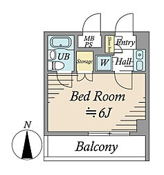 オーベル川崎 1Kの間取り