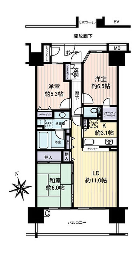 3LDK 間取り