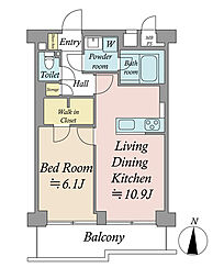 両国緑スカイハイツ 1LDKの間取り