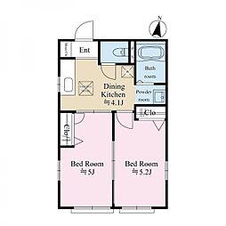 グリーン・フラッツC 1階2Kの間取り