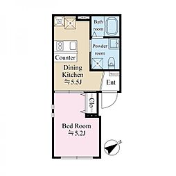 タスキsmart不動前 4階1DKの間取り