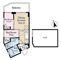 アウルズ早稲田 5階2DKの間取り