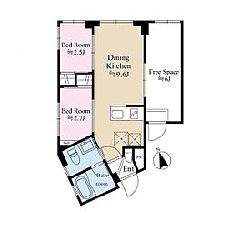 アウルズ早稲田 1階2DKの間取り