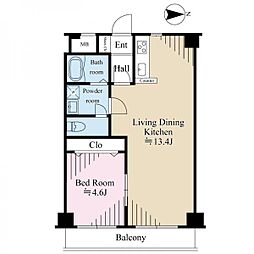 ハイムニューキャッスル 6階1LDKの間取り