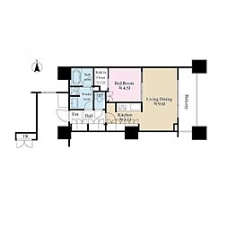 パークタワーグランスカイ 1LDKの間取図画像