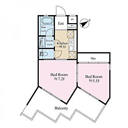 フォンティーヌ壱番館 2Kの間取図画像