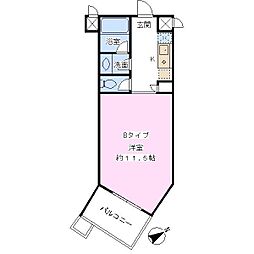 フォンティーヌ壱番館 1Kの間取図画像